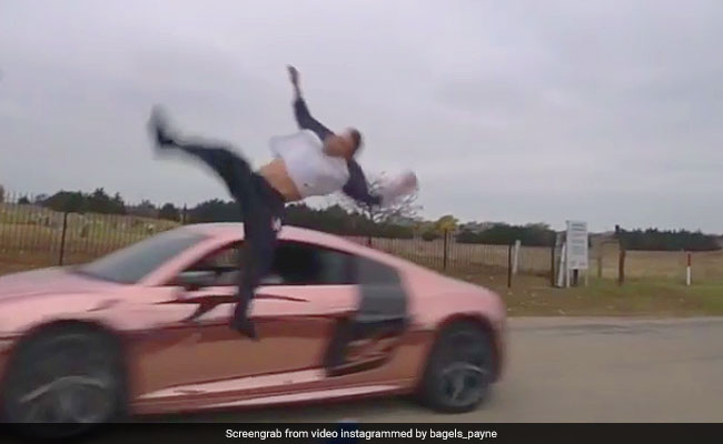 Vlogger's Backflip Stunt On Car Goes Wrong. He Gets Back Up In Seconds