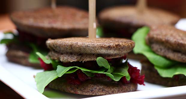 Buckwheat Blinis Sandwich With Beetroot And Feta