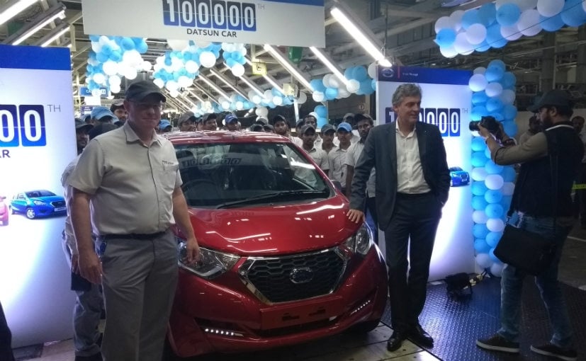 datsun rolls out 100 000th car in india