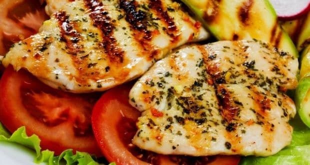 Grilled Herb Chicken Breast with Honey and Asparagus
