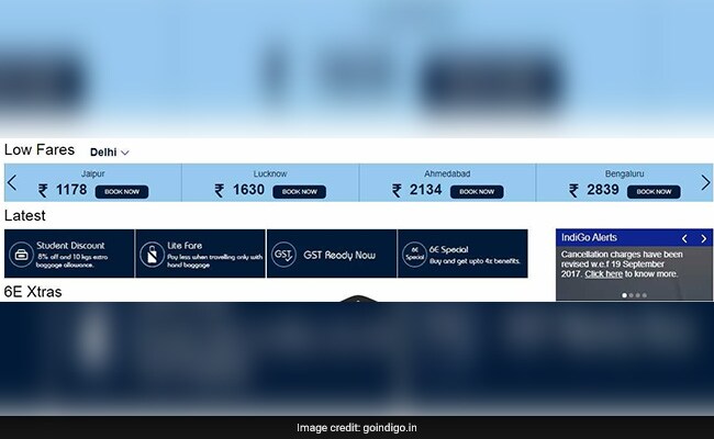 indigo fares airline website