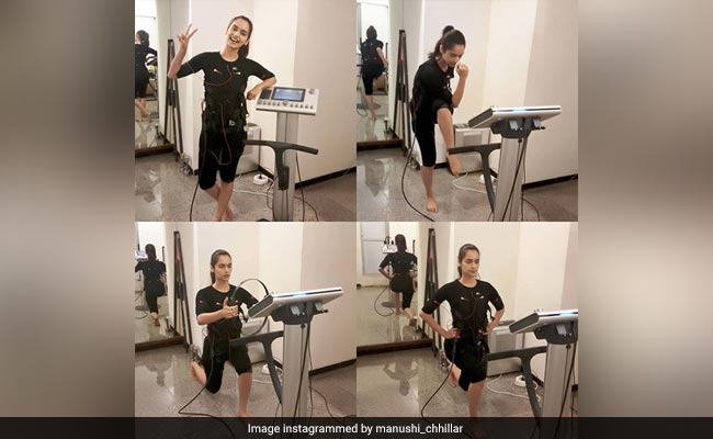 manushi chiillar during a gym session