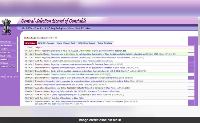 CSBC Bihar Police Result 2017: No Official Update Yet