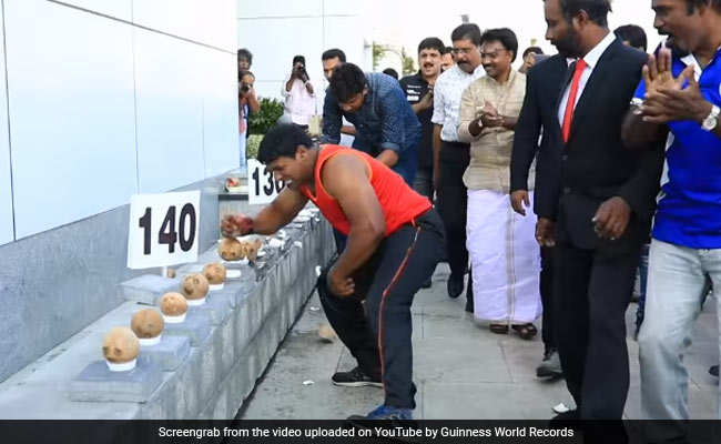 Using Just His Hand, Kerala Man Smashes 122 Coconuts In A Minute. Watch