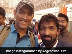 MS Dhoni Runs Into Wrestling Star Yogeshwar Dutt At The Airport