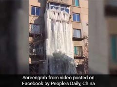 Pipe Leak Causes 10-Meter Tall Frozen Waterfall In Abandoned Building