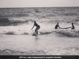 Watch: Jacqueline Fernandez Surf During Family Vacation Watch: Jacqueline Fernandez Surf During Family Vacation