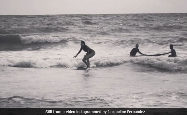 Watch: Jacqueline Fernandez Surf During Family Vacation