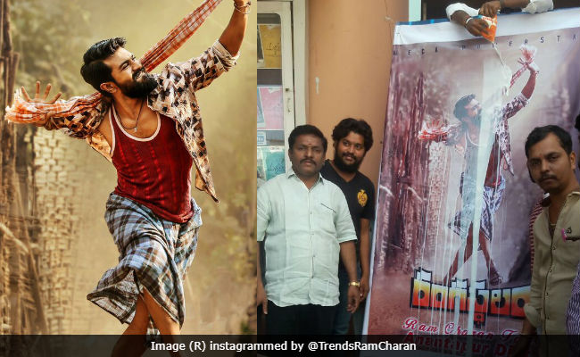 <i>Rangasthalam</i> First Look: Fans Welcome Ram Charan Teja, Samantha's Film By Pouring Milk On First Poster