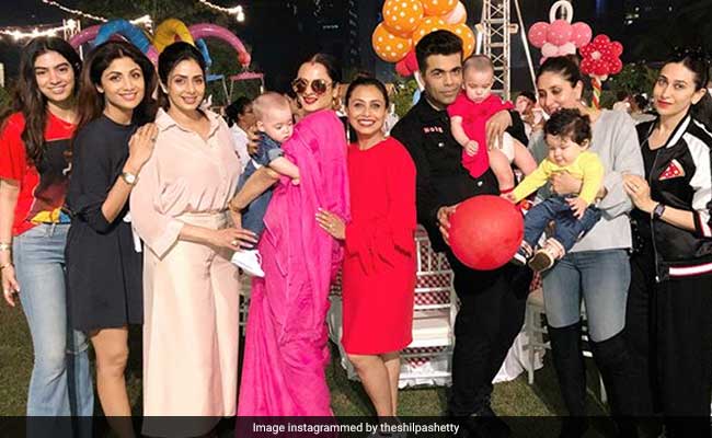 Rekha Looks Stunning In Pink At Adira Chopra's Birthday Party