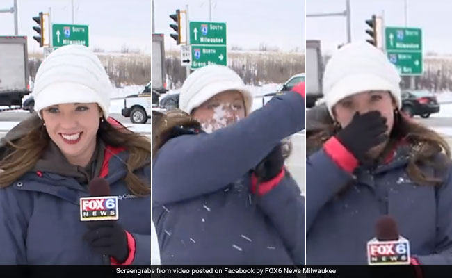 With Seconds To Go Live, Reporter Hit In The Face With Snowball. Watch