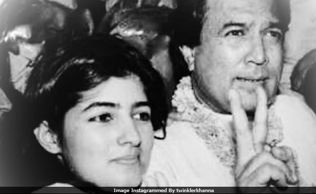 on shared birthday twinkle khanna posts old pic with dad rajesh khanna old pic with dad rajesh khanna