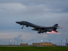 US B-1B Bomber Flies Over Korean Peninsula During Military Drills