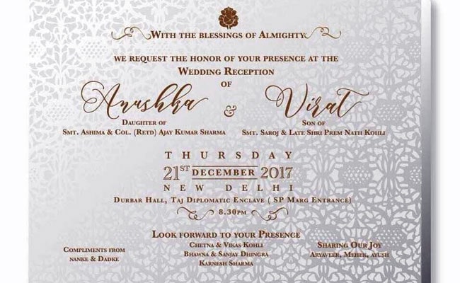 virat kohli and anushka sharma wedding card 650