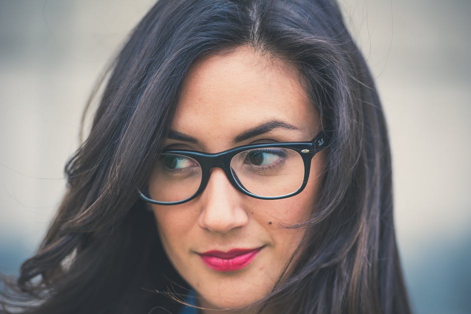 woman with bright lipstick