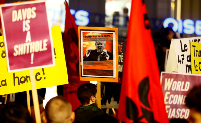 Swiss Marchers Protest Against Trump, Break Through Davos Security Cordon