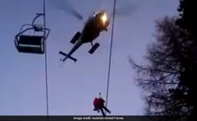 Video: Chopper Rescues People Stuck Mid-Air On Ski Lifts