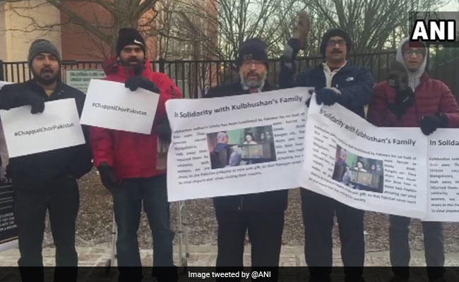 "Chappal Chor Pakistan" Protest In US Over Kulbhushan Jadhav Family Visit