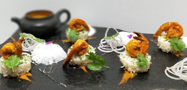 Goan Prawn Curry & Baked Rice Canapes