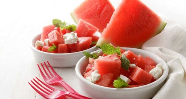 guilt free watermelon and feta cheese salad