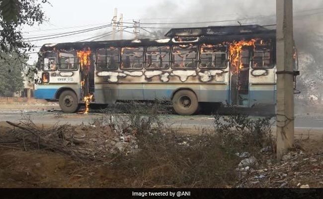 '<i>Padmaavat</i>' Protests: Haryana Roadways Bus Torched In Gurgaon