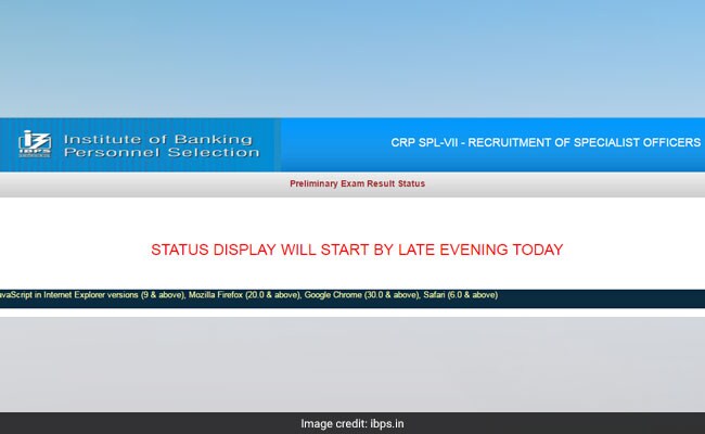 IBPS Specialist Officer Prelims Result Today