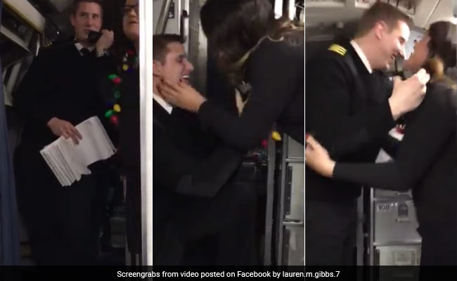Pilot Proposes To Air Hostess Girlfriend Before Take-Off. Flyers Cheer