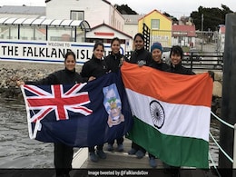 Navy's All-Women Crew Sailboat INSV Tarini Docks In Falkland Islands Navy's All-Women Crew Sailboat INSV Tarini Docks In Falkland Islands