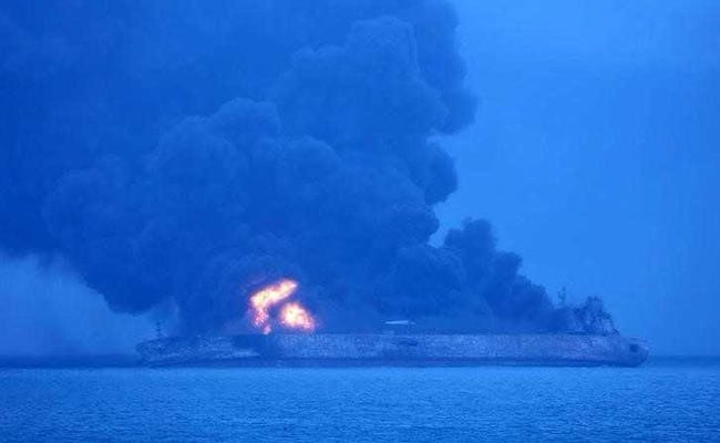 Iranian Oil Tanker Burns, 32 Missing After Collision Off China's Coast