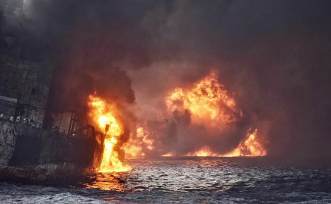 "No Hope" For Survivors, As Iranian Oil Tanker Engulfed In Flames Sinks