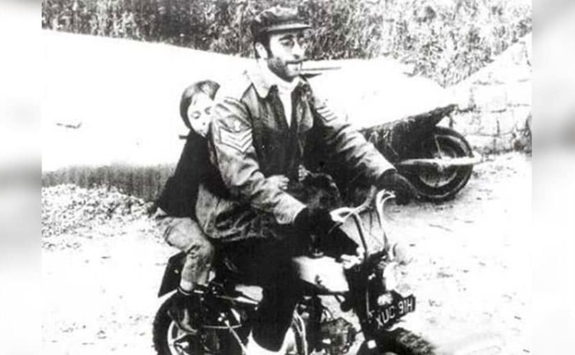 john lennon on his honda monkey bike