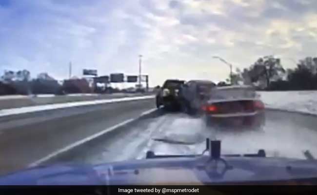 Video: Tow Driver Escapes Death As Car Skids, Lands On Top Of His Truck