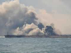 Burning Iranian Oil Tanker Partially Explodes In East China Sea