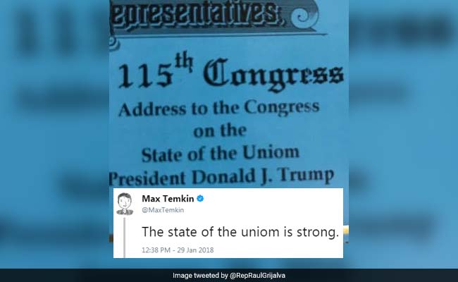 'You Had Ome Job': Twitter Mocks Typo In Donald Trump's State Of The 'Uniom' Ticket