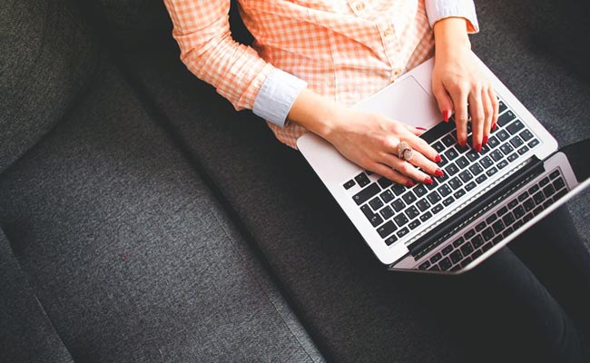 woman on a laptop