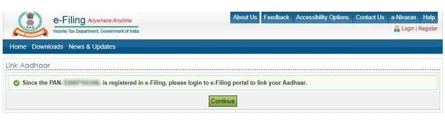 aadhaar linking income tax website