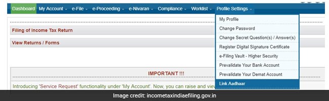 aadhaar linking income tax website