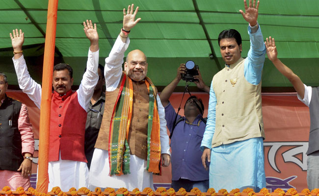 Left Cadres "Looting" Public, Says Amit Shah Campaigning In Tripura