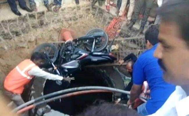 Watch: Biker In Hyderabad Saved After Falling In A 20-Feet Deep Manhole