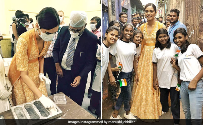 Image result for Manushi Chhillar spreads menstrual hygiene awareness on ‘Beauty with a Purpose’ tour
