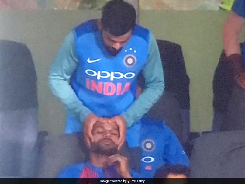 Injured Virat Kohli Gives Head Massage To Shikhar Dhawan During 3rd T20I