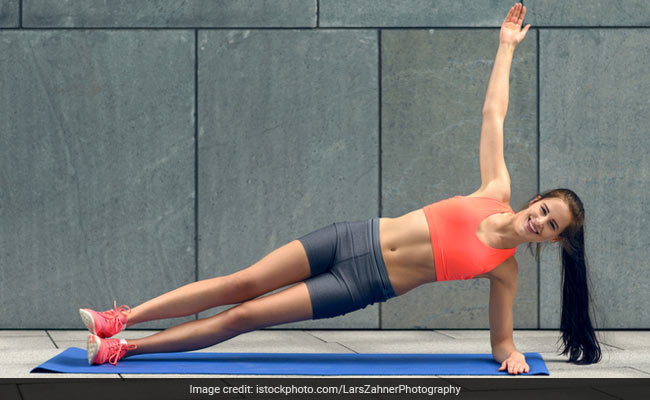Plus size woman doing gymnastic exercise flat illustration. Body