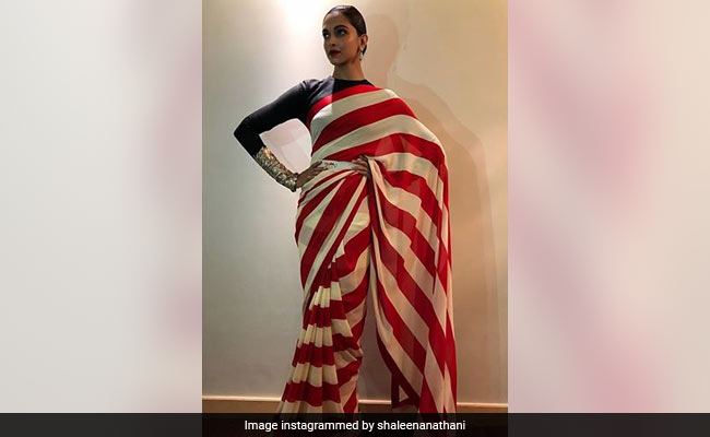 Deepika Padukone Is The Latest Celebrity To Join The Striped <i>Saree</i> Bandwagon
