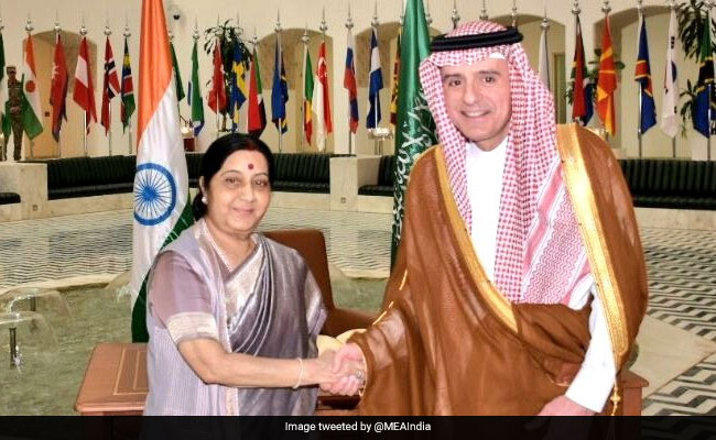 External Affairs Minister Sushma Swaraj Meets Saudi Counterpart Adel Al-Jubeir