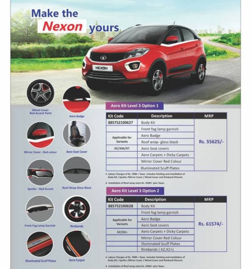 tata nexon aero kit level 3 options