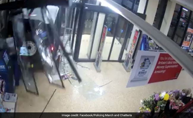 Video: Thieves Crash Car Into Glass Door, Get Away With ATM