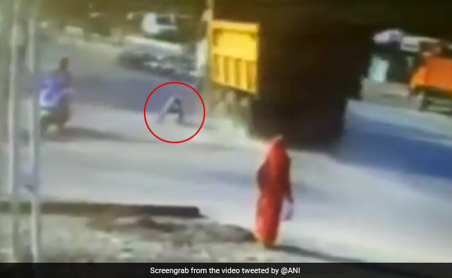 Caught On Camera: Gujarat Man Hit By Truck. He Walks Away Unhurt