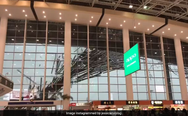 Winds Rip Off Part Of Roof At China Airport. It Was Caught On Camera