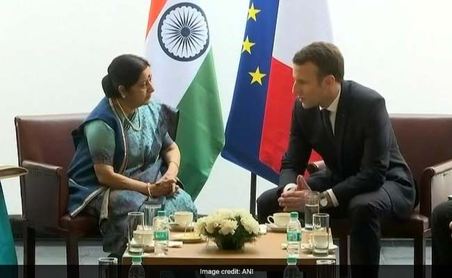 Sushma Swaraj Calls On Emmanuel Macron, Discusses People-To-People Ties In Delhi