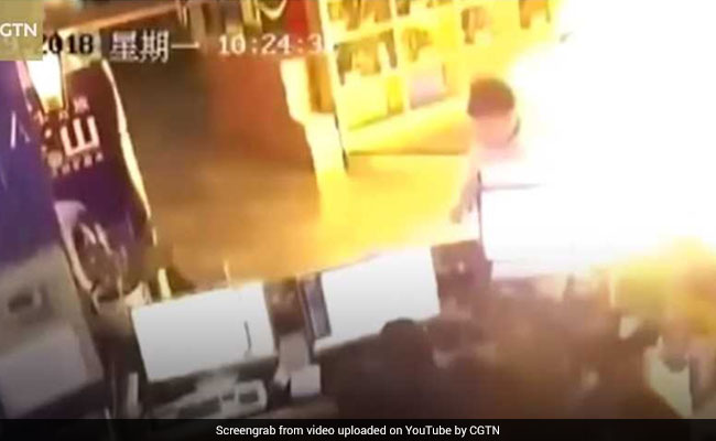 Refrigerator Explodes At Internet Cafe, Shocking Moment Caught On Camera